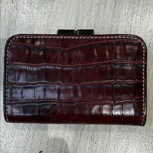 Jones New York Burgundy Croc-Embossed Clutch